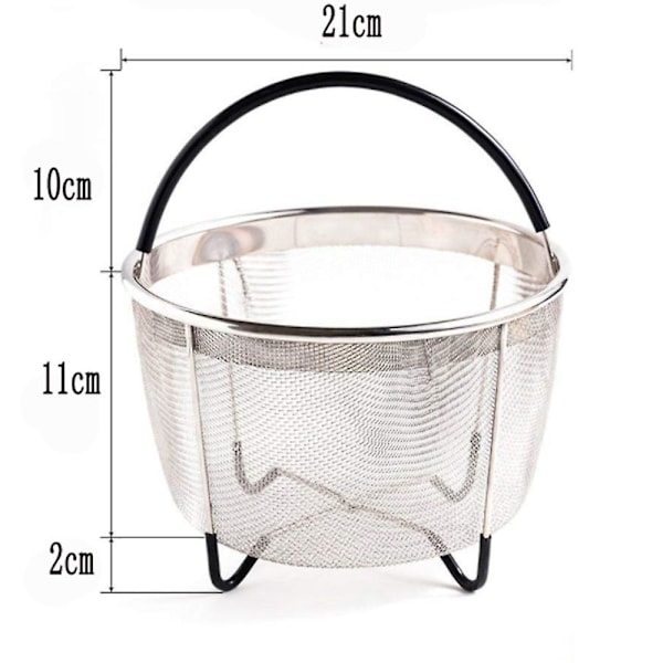 Dampkurv i rustfrit stål til Instant Pot, med silikonebeklædt håndtag, specialdesignet til 5/6 Qt eller 8 Qt Instapot trykkoger