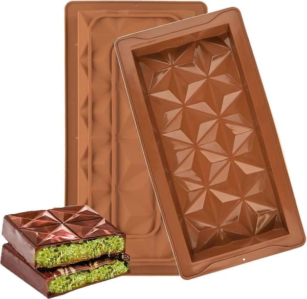 Dyb Chokoladebar Forme | Silikone Chokoladeform | Varmebestandig Chokoladebar Form Dyb | Multipurpose Chokoladeforme til Desserter a 2pcs