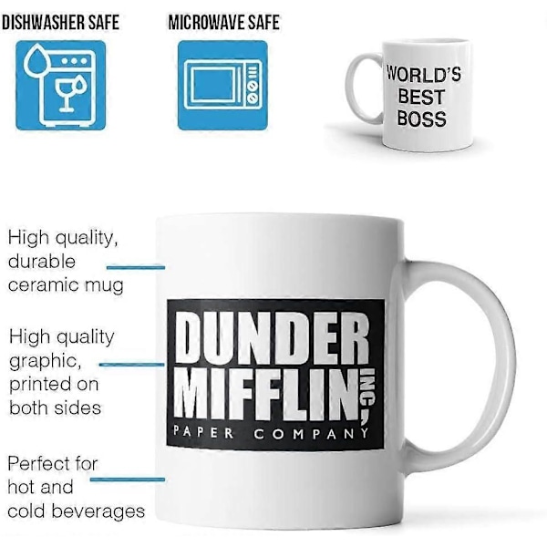 Krus Verdens Bedste Chef 11 oz Kaffe Kops, Hvid The Office TV Show