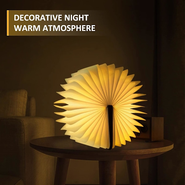 Træ Sammenklappelig LED Boglampe, Valnød LED Bordlampe, USB Natlys, Genopladelig Boglampe, Stemningslys, 360 Sammenklappelig Magnetisk Boglampe 9 X 12 X 2