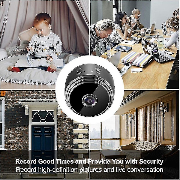 3-pack Mini WiFi-kameror, trådlösa kameror med ljud och video live feed, HD 1080p för hemmet