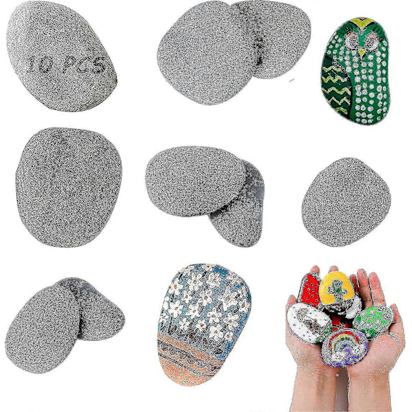 10-pakning Flate Store Steiner For Maling - Akvariedekorasjon, Dekorativ Strandgrus, Håndverk