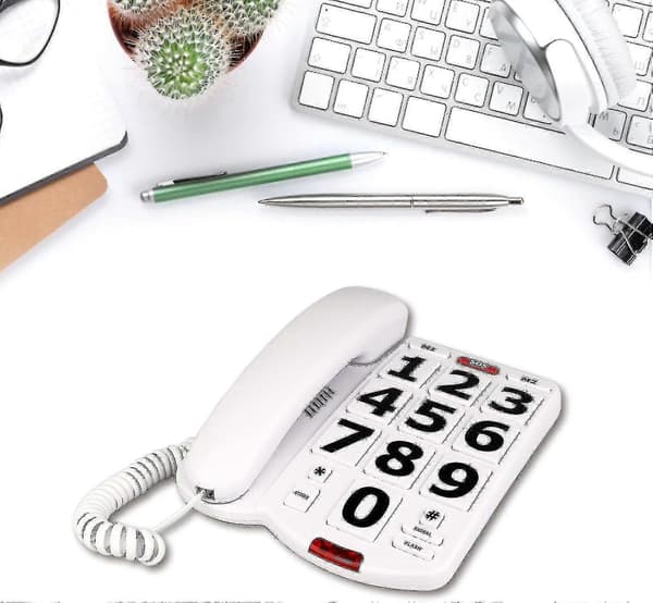 Eldrefon med store knapper, fasttelefon for eldre med hørselshemming