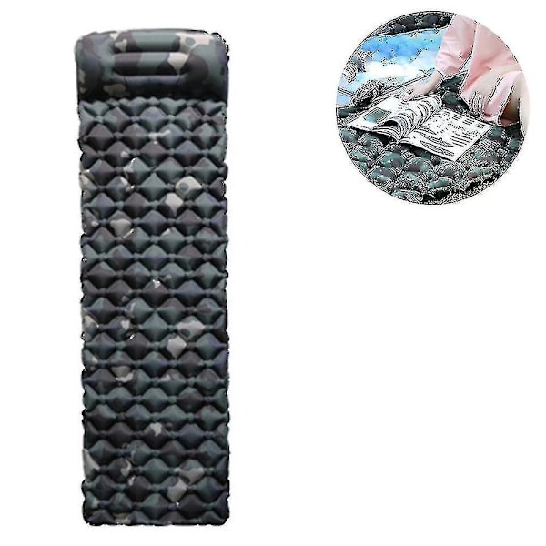 Ultralett sovematte med innebygd pute, oppblåsbar campingmadrass for backpacking, reiser