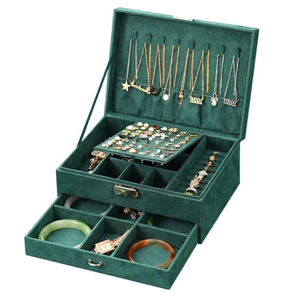 Smykkeskrin med nøgle Elegance Box, Grøn