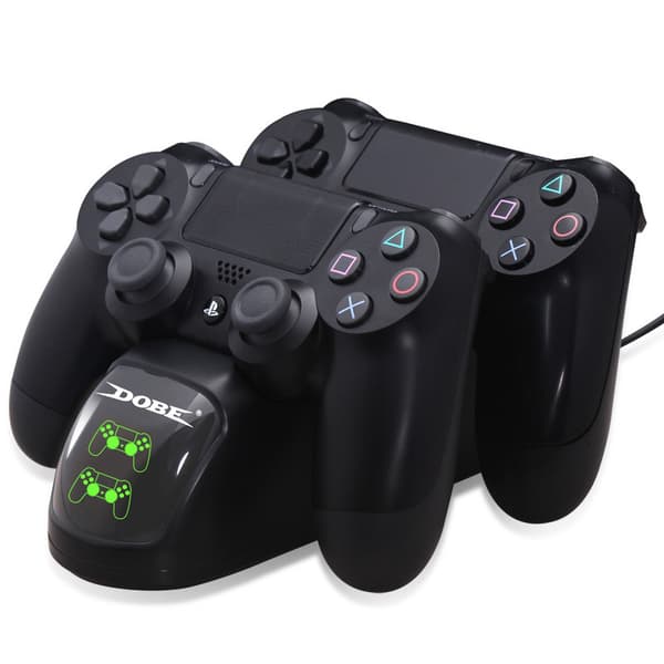 PS4 controller dobbelt opladningsstation, USB-opladerdock demonstrationsstand