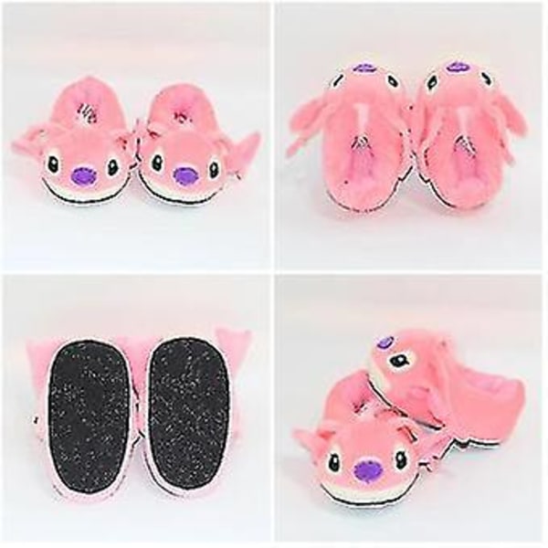 Stitch Angel Sutsko til Kvinder og Piger, Bløde og Varme Vintersutsko, Tegneserie Hjemmesko til Drenge og Voksne Pink