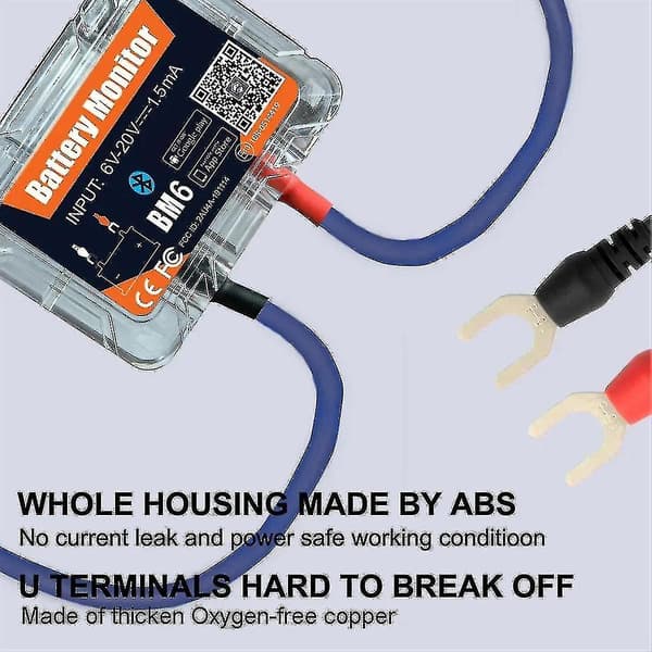 Trådlös Bluetooth 12V Batterimonitor BM6 med App för Batterihälsa och Batteritest