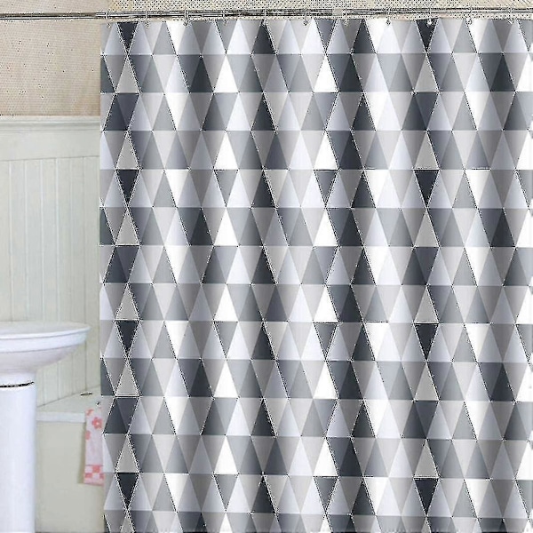 Suihkuverho 200 X 220 Cm (200 X 220 Cm Leveys, 220 Cm Korkeus), Vedenpitävä Polyesterikangas, Antibakteerinen, Homeen Kestävä, Pesu Kestävä, 12 Koulun