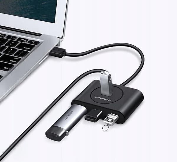 USB 3.2 hub 4x USB, 0,5 m, sort