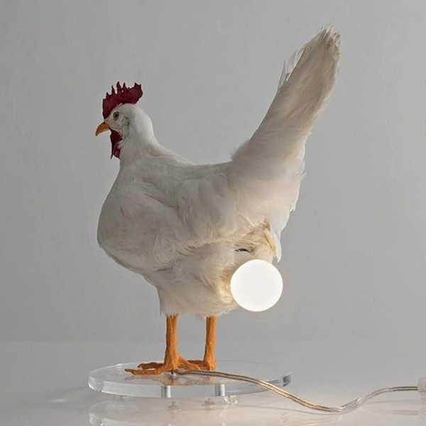 Morsom Kylling Egg Lampe Søt Livaktig Resin Høne Egg LED Lyssensor Plugg Barn Legging Soverom Stue Bord Nattlys