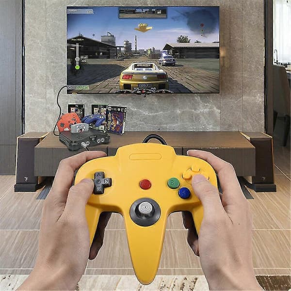Klassisk N64-spilcontroller til Nintendo 64-system, responsivt joystick og knapper, Plug-and-Play (1 pakke) Black