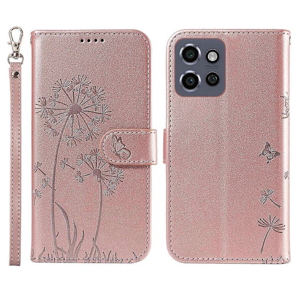 Läderfodral Plånboksfodral Mobilskal Maskros för Motorola Edge 50 Neo 5G/S50 5G/ThinkPhone 25 5G Rose Gold