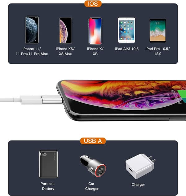 Micro-USB–Lightning-sovitin (3 kpl)