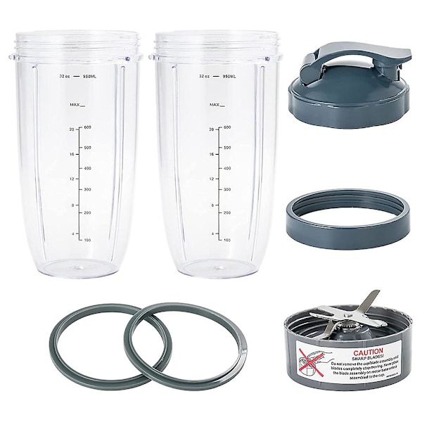 7 Dele Nutribullet Blender Kopper & Blade Udskiftningssæt 946ml Stor Kop Kompatibel med NutriBullet