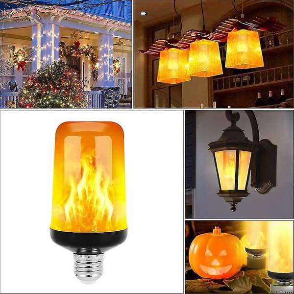 LED-pære med flammeeffekt - 2 stk E27 flammepære, tyngdekraftsensor, 4 lysmoduser