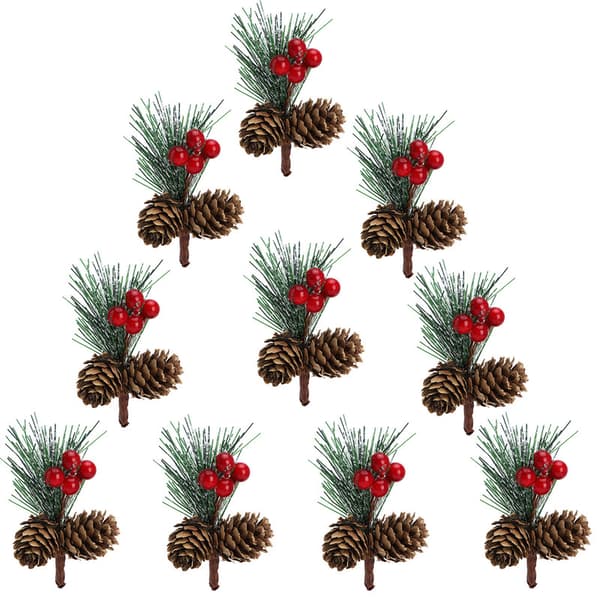 Mini Julgransaccessoarer Kottar Tallgrenar Juldekorationer Små Blomsterarrangemang