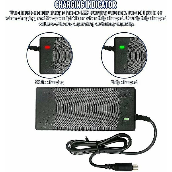 Lader for Xiaomi M365, 42V 2A Elektrisk Scooter Lader, Rask Batterilader for Xiaomi og Ninebot Scooter, Batteriadapter for Xiaomi M365 og Nin