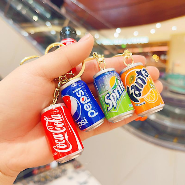Sød Super Realistisk Cola Sprite Drikkeflaske Dåser Nøglering Par Tasker Bil Vedhæng Små Gaver Cola