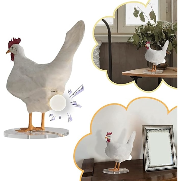Morsom Kylling Egg Lampe Søt Livaktig Resin Høne Egg LED Lyssensor Plugg Barn Legging Soverom Stue Bord Nattlys
