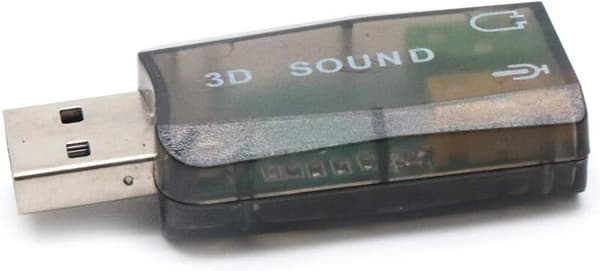 3 dele 3D ekstern disk drevfri USB lydkort 5.1 kanals USB lydadapter med 3,5 mm lydstik, sort