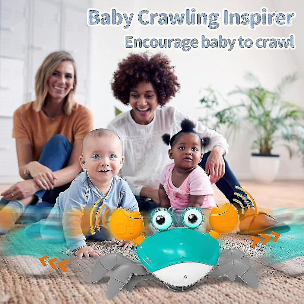 Krypende Krabbe Baby Leke - Baby Musikkleker For Småbarn 1-3, Magetid Leke Med Musikklyder & Lys, Småbarn