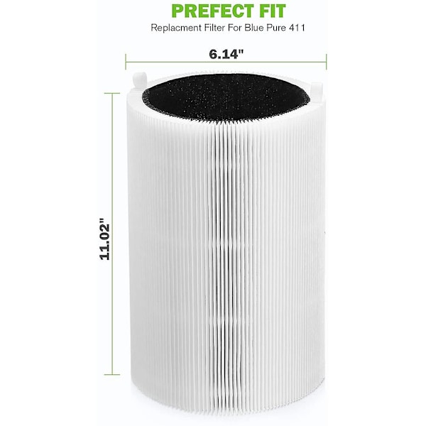 Udskiftningsfilter til Blueair Blue Pure 411/411+ & Blueair 3210 Luftrenserfilter Aktiveret Kulfilter