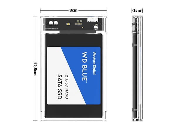 Kietojo disko kotelo HDD 2.5\" SATA, läpinäkyvä