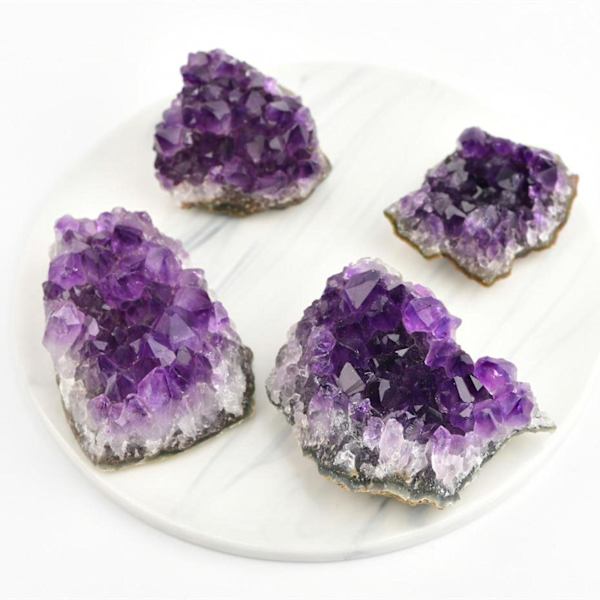 2x Naturlig Ametist Kvarts Geode Druzy Kollektion Kluster Prov 20-30g