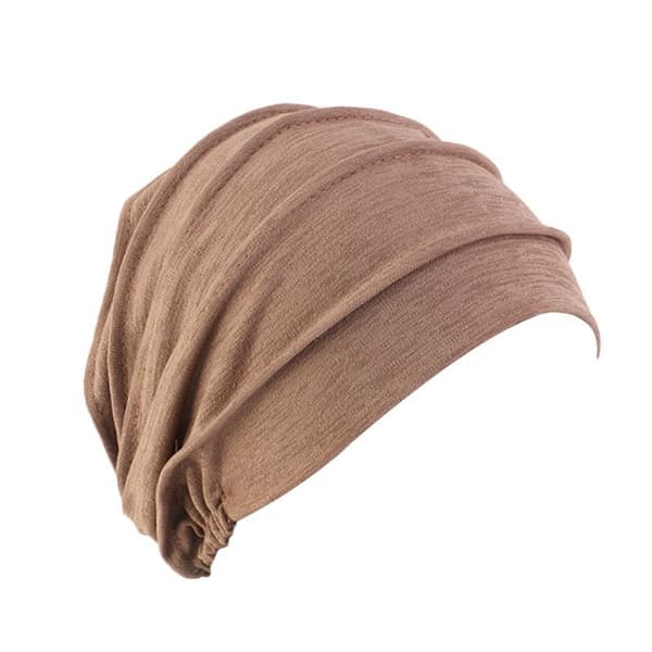 Dame Bomull Elastisk Beanie Myk Turban Bonnet Hode Wrap Hedging Louver Kemo Hatt Khaki