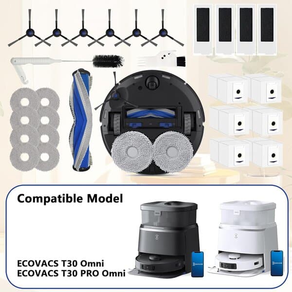 27 ECOVACS DEEBOT T30 Omni/DEEBOT T30 Pro Omni Robotstøvsuger Tilbehørssæt