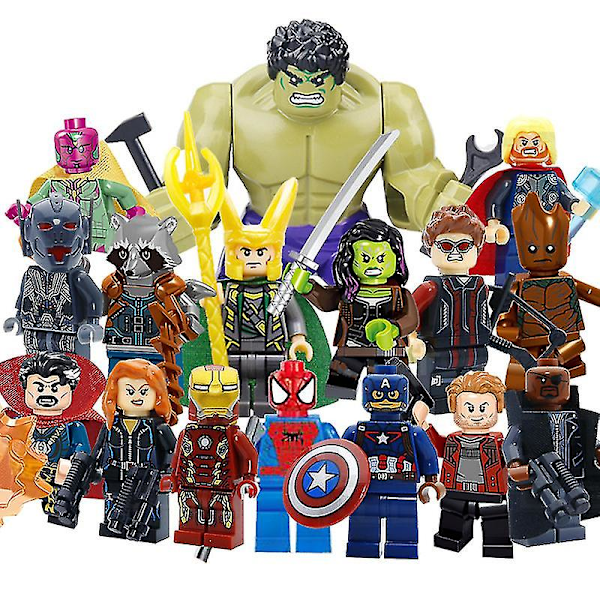16 st Marvel Avengers Superhjälte Seriefigurer DC Minifigur Present till Barn
