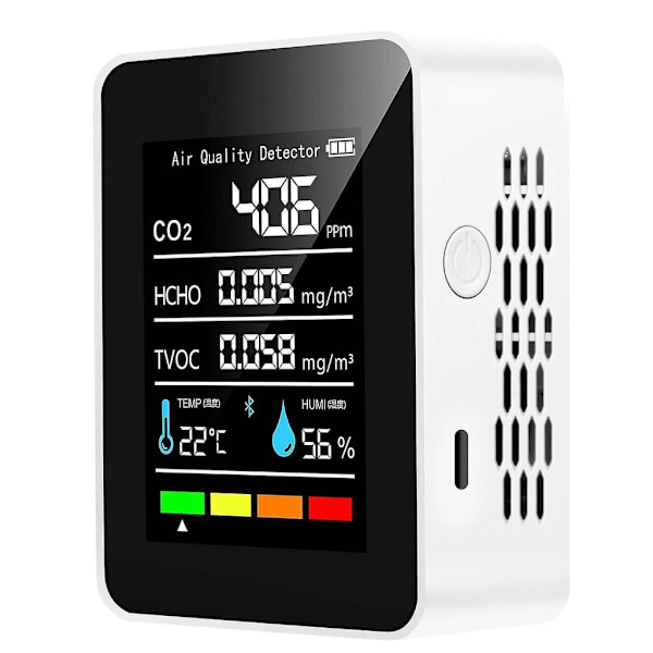 5-i-1 Koldioxidmätare Digital Temperatur- och Fuktighetstestare Koldioxiddetektor Luftkvalitetsmonitor TVOC HCHO Analysator