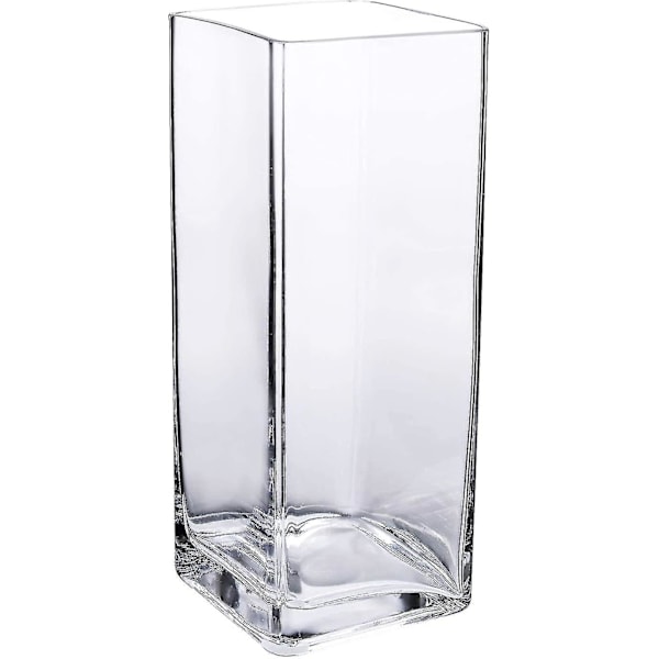 Høj Kvadratisk Vase Hjemme Dekorativ Blomst Glas Vase Bryllup Fest Bord Midtpunkter (4\"4\"10\")