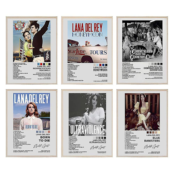 6 kpl/setti Lana Del Rey -julisteita Musiikkialbumin Kansijulisteita Seinätaidetta Huoneen Esteettiseen Tyyliin Koti Sisustuslahjat Kehystämättömät