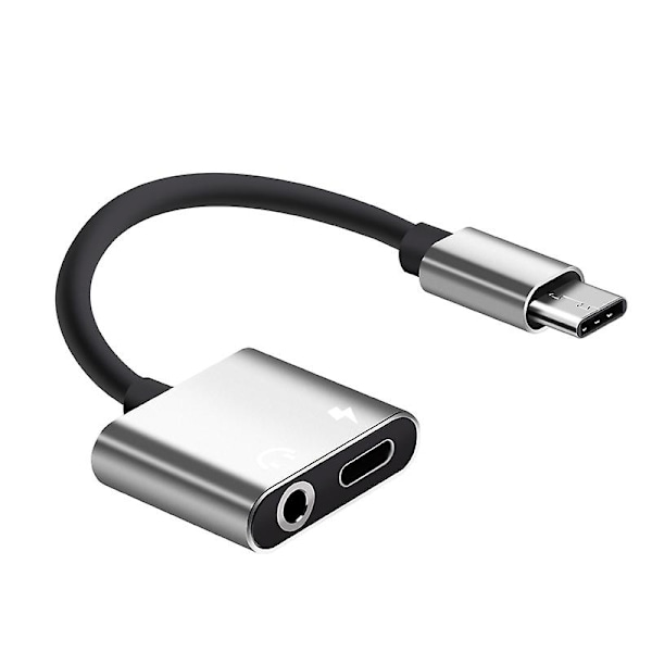 2-in-1 Type-C - 3,5 mm:n kuulokeliitäntäadapteri/liitinlaturi, kuuloke Aux-audio ja latausadapteri