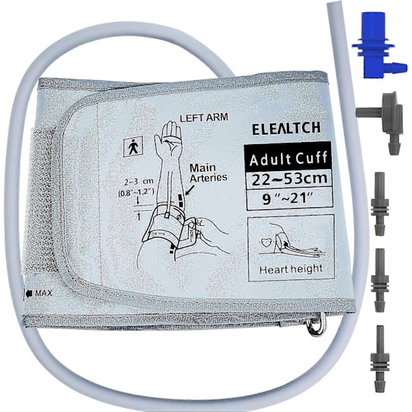 Extra Stort Manschett Kompatibel med Omron 9u201d-21u201d Tum (22-53CM) XL Blodtryck Vuxen ARM BP Ersättningsmanschett för Stor ARM, Grå
