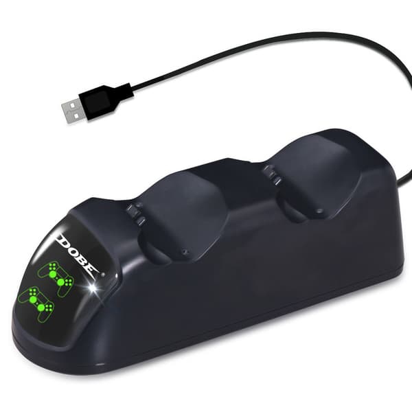 PS4 controller dobbelt opladningsstation, USB-opladerdock demonstrationsstand