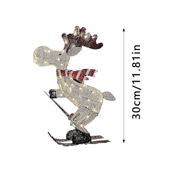 Ulkokäyttöön tarkoitettu joulufiguuri LED Hiihtävä Hirvi Puutarhakoriste Ornamentti 36cm
