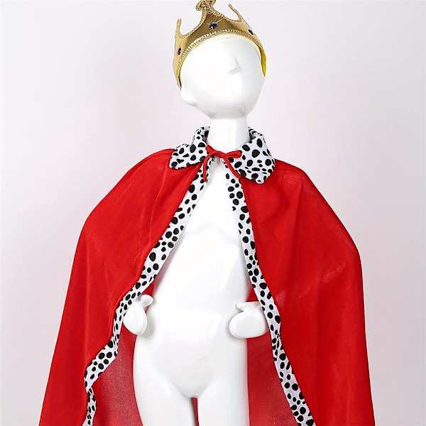 Halloween-juhlan Cosplay-kuningaspuvut lapsille, viitta, kaapu, kruunu ja septeri -setti, asut, lahjat Red 90cm