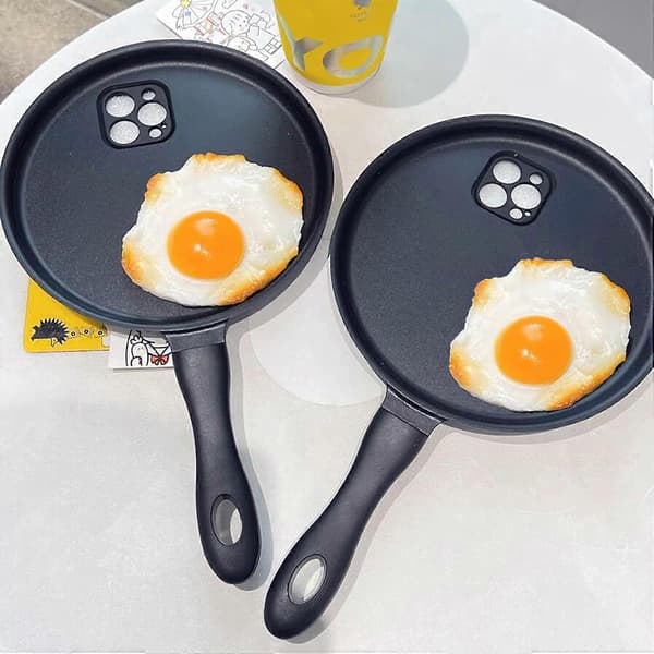 Funny Fried Egg Phone Case, Creative Frying Pan Phone Cover for iPhone 14 Pro, Silicone Case iPhone 14 Pro