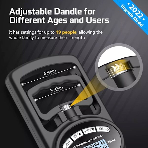 Grip Strength Tester, 396lbs/180kg Digital Hånddynamometer Grip Strength Meter USB LCD-skjerm Håndgrep Dynamometer