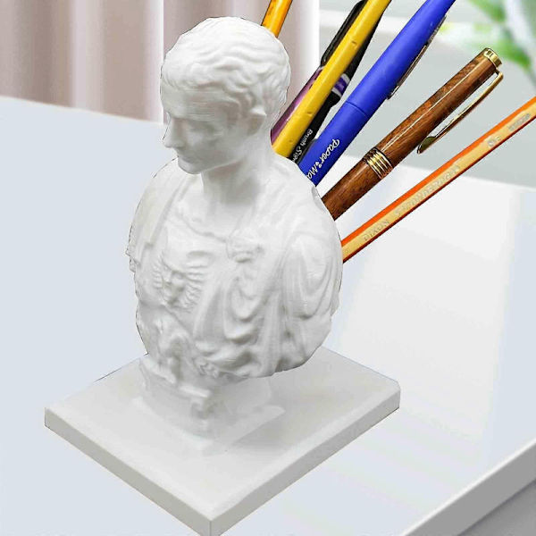 Julius Caesar Blyantholder, Sjov Julius Caesar Buste Statue Penholder, Resin Caesar Statue Blyantholder