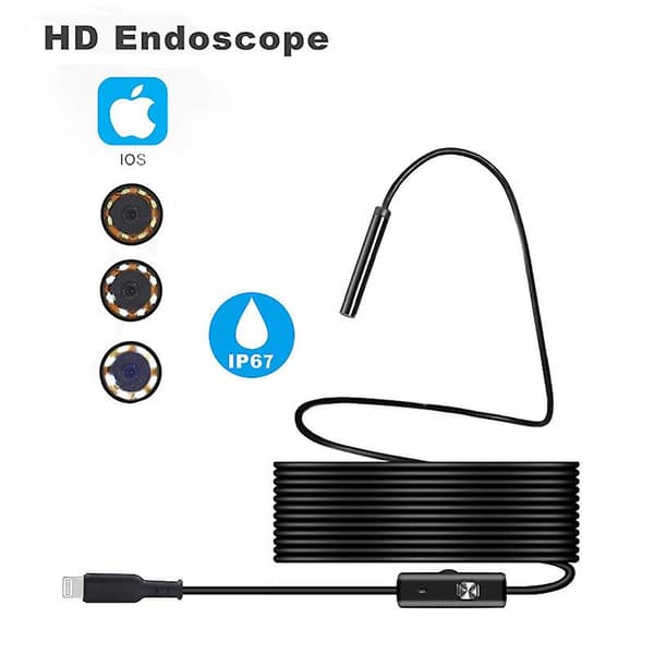 HD305 3m Lång 7mm Hårdtrådskamera Objektiv Mikroskop för iPhone iP System Endoskop