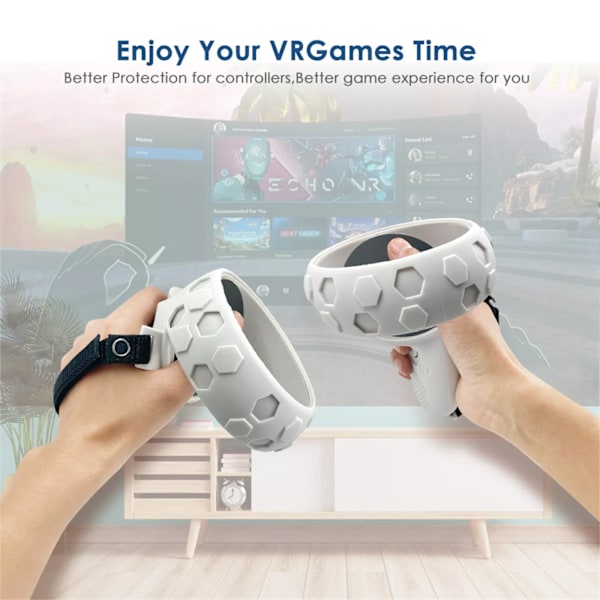 Justerbar Handrem i Läder för Meta Quest 2 Controller Anti-Slip Handband White