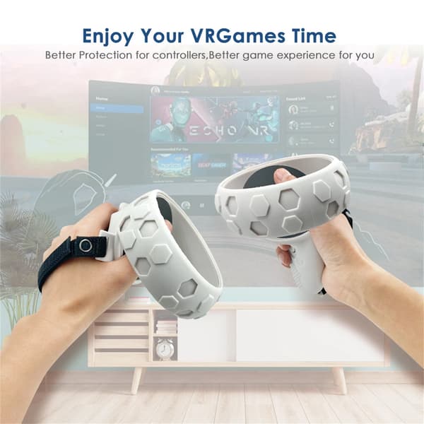 Justerbar Læder Håndrem til Meta Quest 2 Controller Anti Slip Håndbånd White