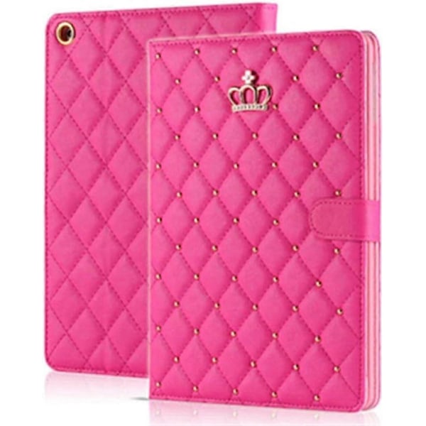 iPad 10.2 2021/2020/2019 9:e/8:e/7:e Generation Skal, Kron Design Bling Diamant Sött Elegant PU Läder Smart Auto Sleep/Wake Stötsäkert Fodral med Ställ Rose Red