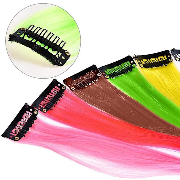 Regnbue Hår Extensions Med Klips 24 Stk/pakke 24 Farger 55 cm Syntetisk Rett Langt Hår Regnbue Utvalgt For Kvinner Jenter Barn Gaver