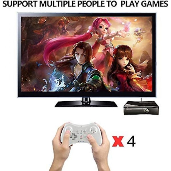 Pro Controller til Wii U, Ead Trådløs Controller Gamepad til Nintendo Wii U Dual Analog Game Remote Joystick White