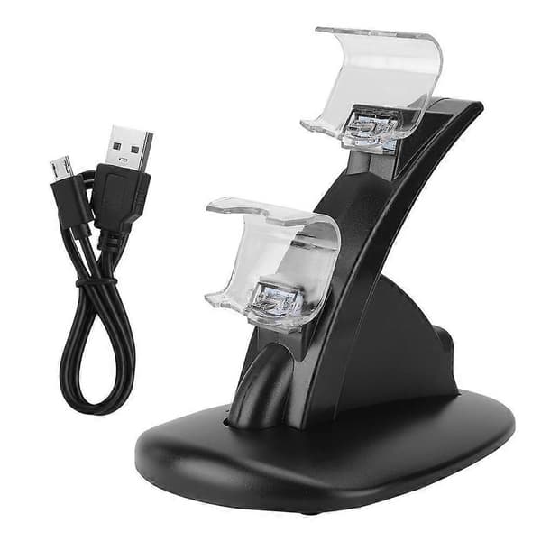 Dobbel Lader Kontroller Stativ Skrivebordslader for PlayStation 4 Spillkonsoll Joystick